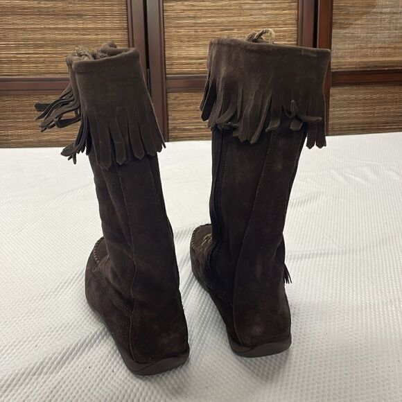 L.L.Bean Moccasin Tall Boots Size 6 Leather Suede - Picture 4 of 9